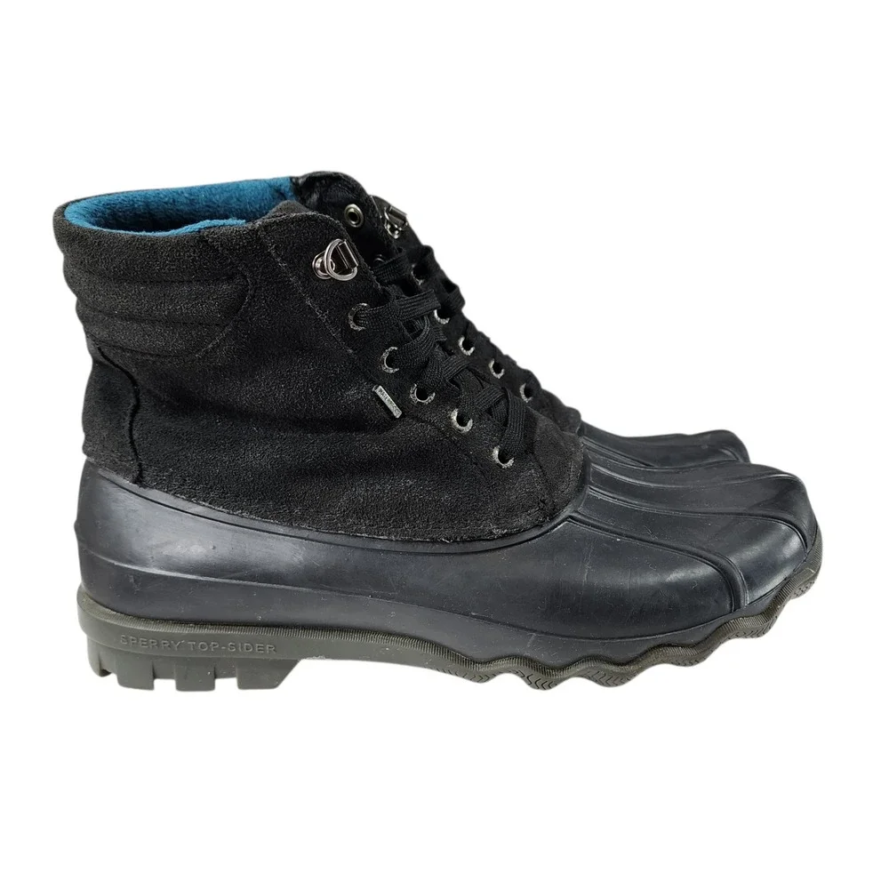 Sperry Top-Sider Duck Boots sz 10M Mens Black Rain‎ Waterproof STS10101 Suede 7